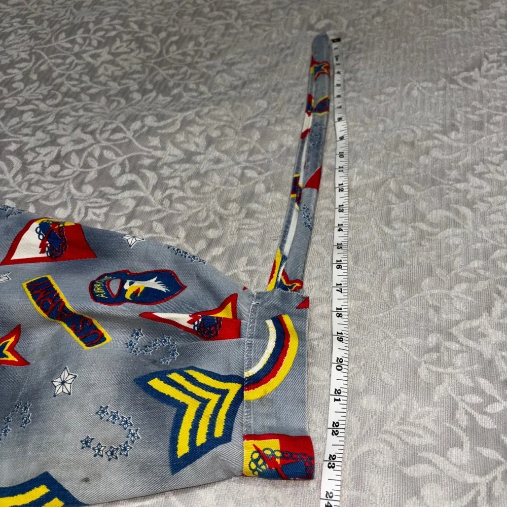 1960s Vintage Patriotic Military Print Half‎ Apron Blue Twill Americana